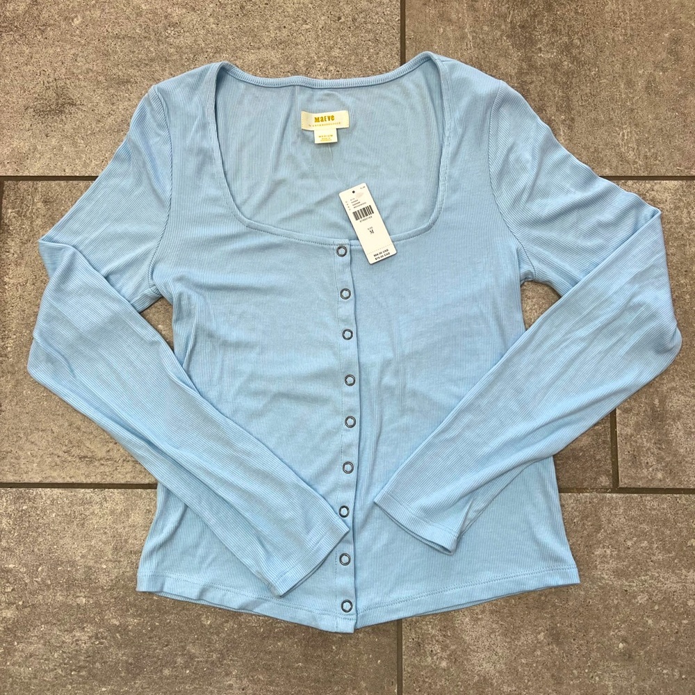 NWT Maeve Anthropologie Snap Front Henley